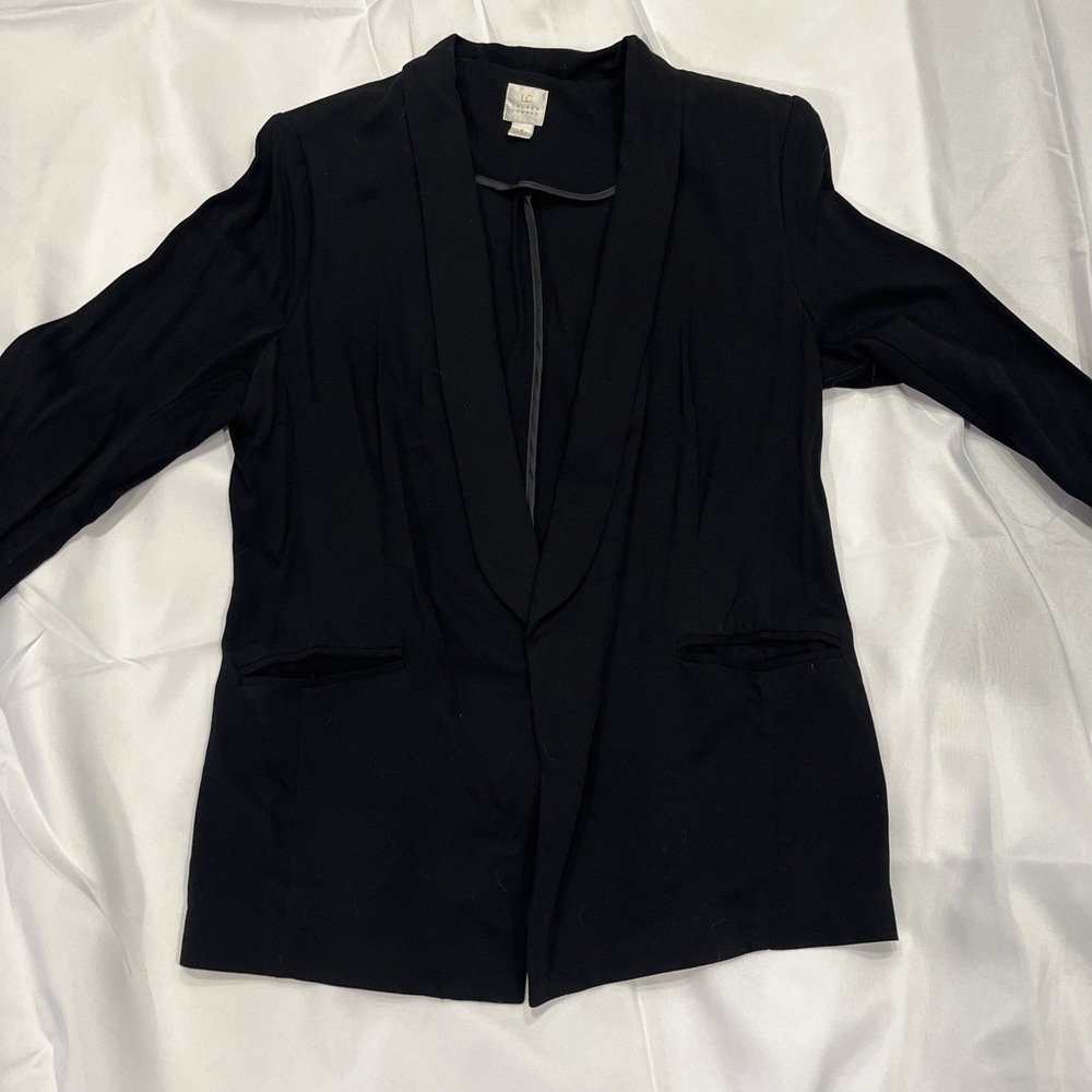 LC Lauren Conrad‎ Black Blazer Cardigan Open Front 3/4 Sleeve Pockets Size S 6
